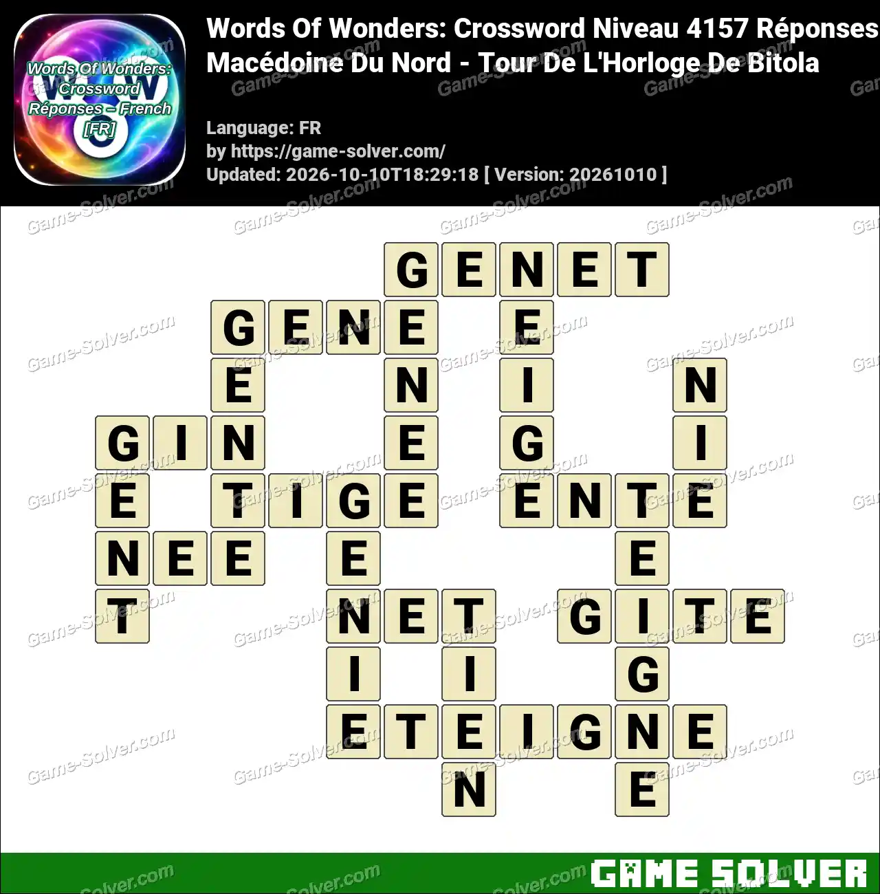 Words Of Wonders: Crossword Niveau 4157 Réponses – Macédoine Du Nord – Tour De L’Horloge De Bitola